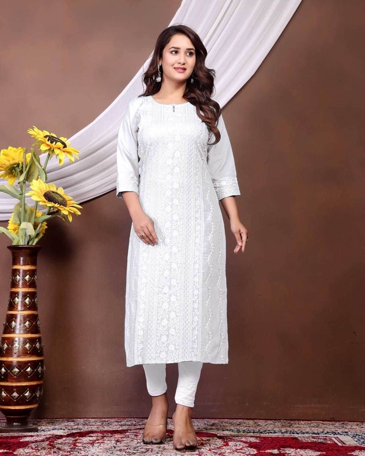 Rayon Chikankari Kurti - MYLUXURY LANE ENTERPRISE